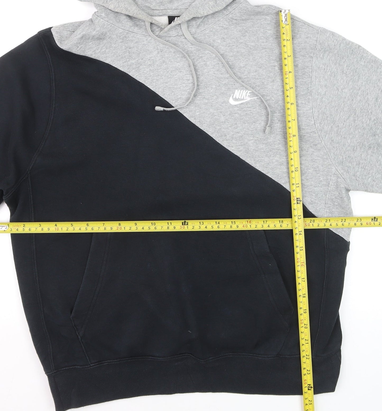 Nike Men's Grey Black Pullover Hoodie M Fleece Sportswear