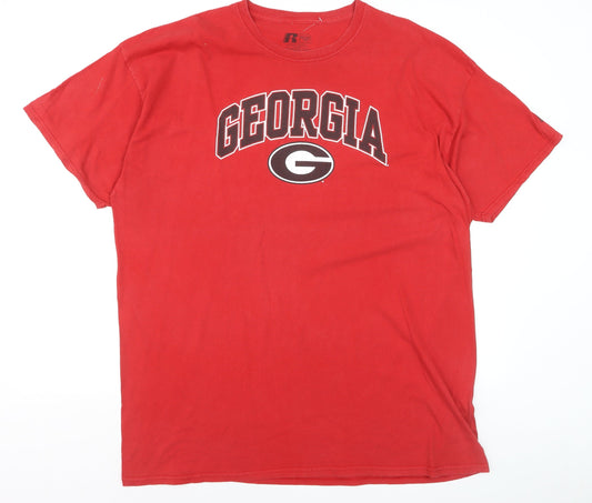 Russell Athletic Men's Red Georgia 2XL Graphic Print T-Shirt