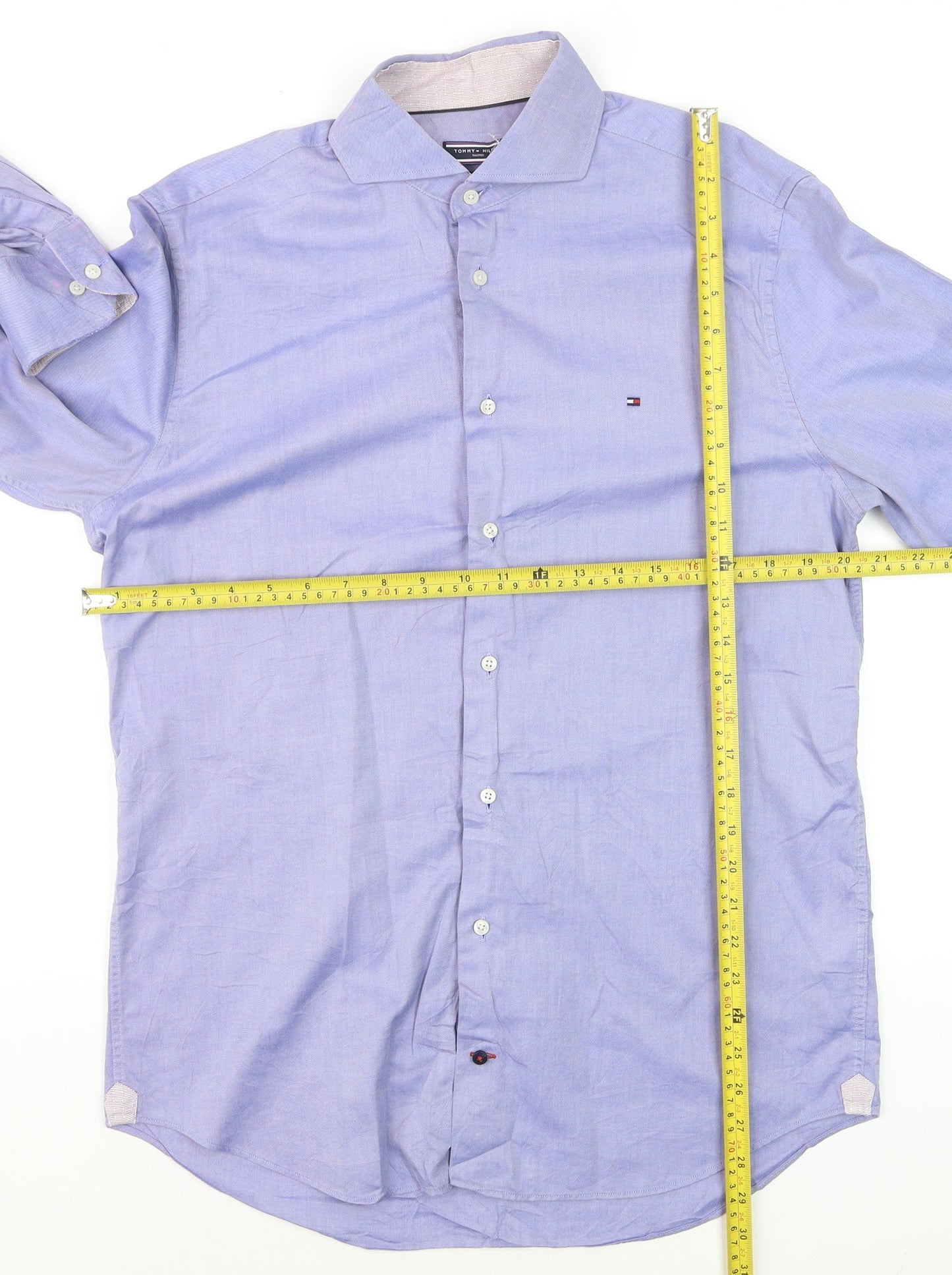 Tommy Hilfiger Men's Blue Fitted Long Sleeve Dress Shirt Size 15.5 39