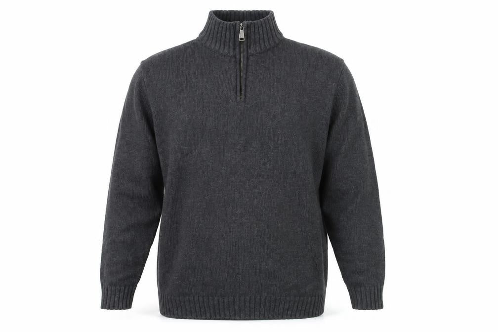 Charles Wilson Men’s Grey 3XL 1/2 Zip Cotton Jumper High Neck Knit