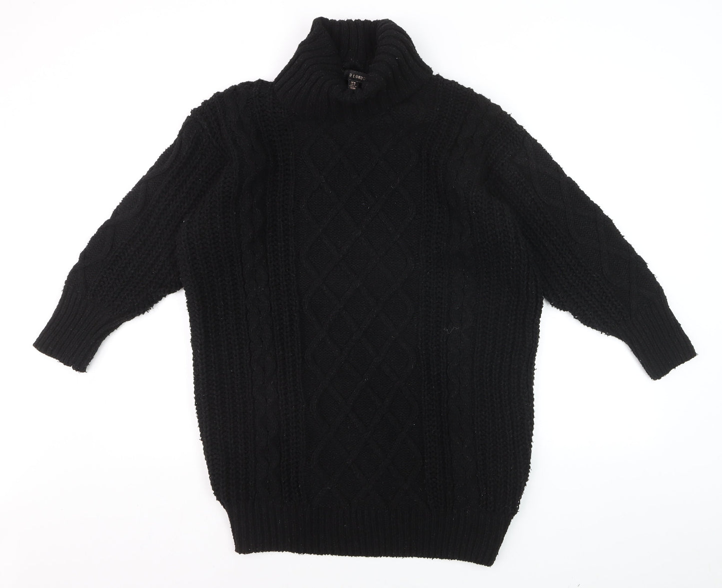 RED London Womens Black Cable-Knit Roll Neck Jumper Size M