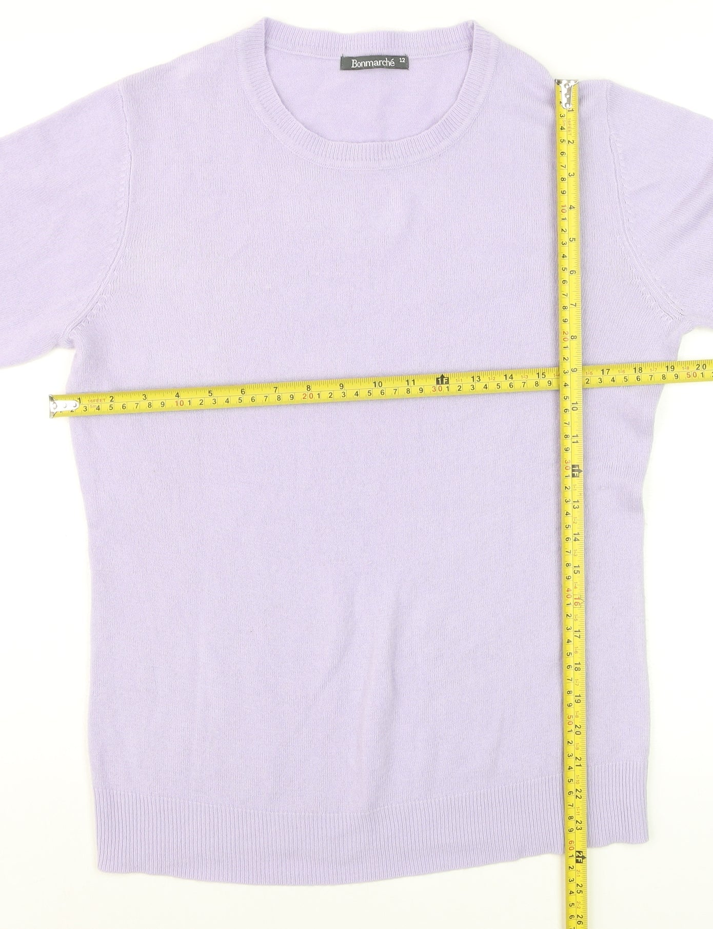 Bonmarché Women Lilac Acrylic Crew Neck Long Sleeve Jumper Size 12