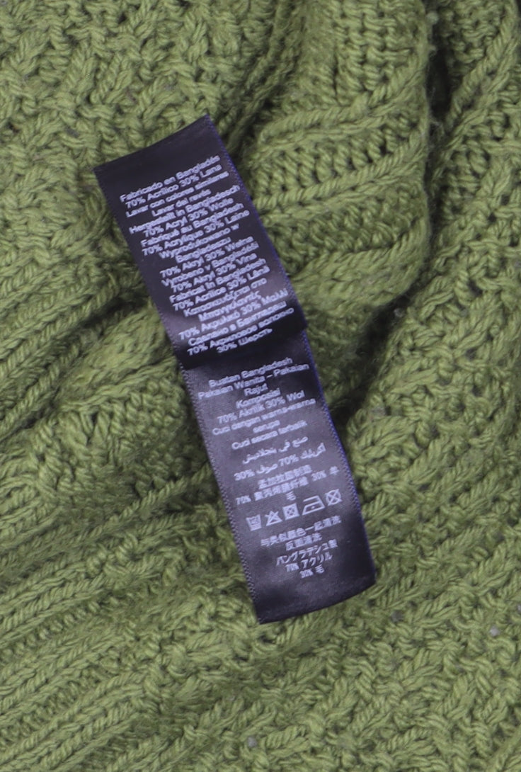 Next Women Green Cable-Knit Open Cardigan S Wool Blend