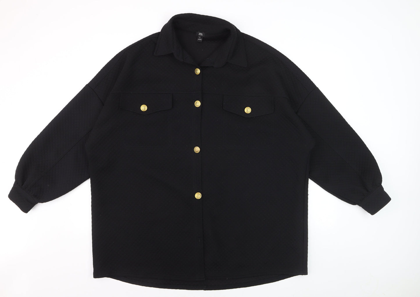 River Island Women's Black Button-Up Long Sleeve Shirt M