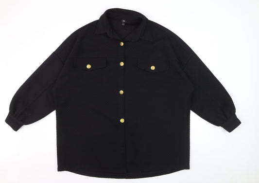 River Island Women's Black Button-Up Long Sleeve Shirt M