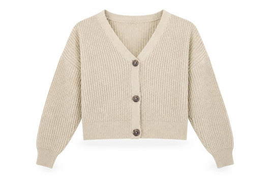 Vero Moda Women Beige Chunky Knit Button Cardigan Size S