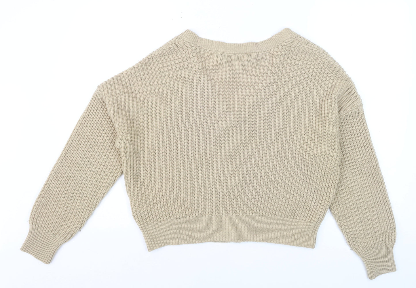 Vero Moda Women Beige Chunky Knit Button Cardigan Size S