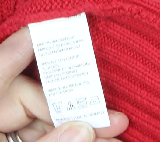IZOD Men's Red Cable-Knit Half Zip Cotton Jumper Size L