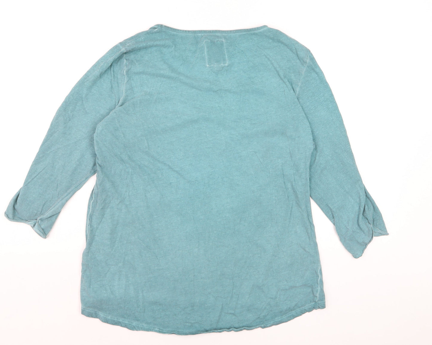 Tom Tailor Women Blue Sequin Star Cotton 3/4 Sleeve T-Shirt Size 12