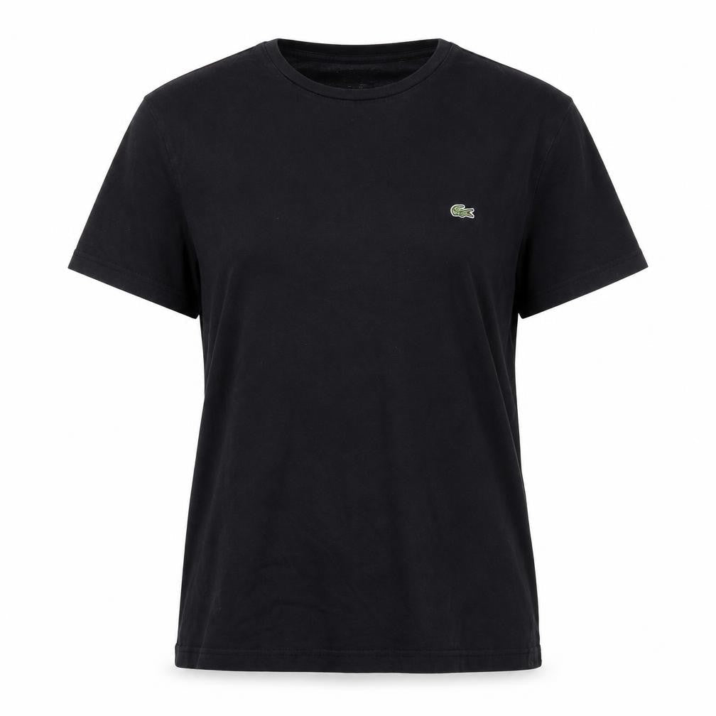 Lacoste Women's Black Cotton Regular Fit T-Shirt Size L