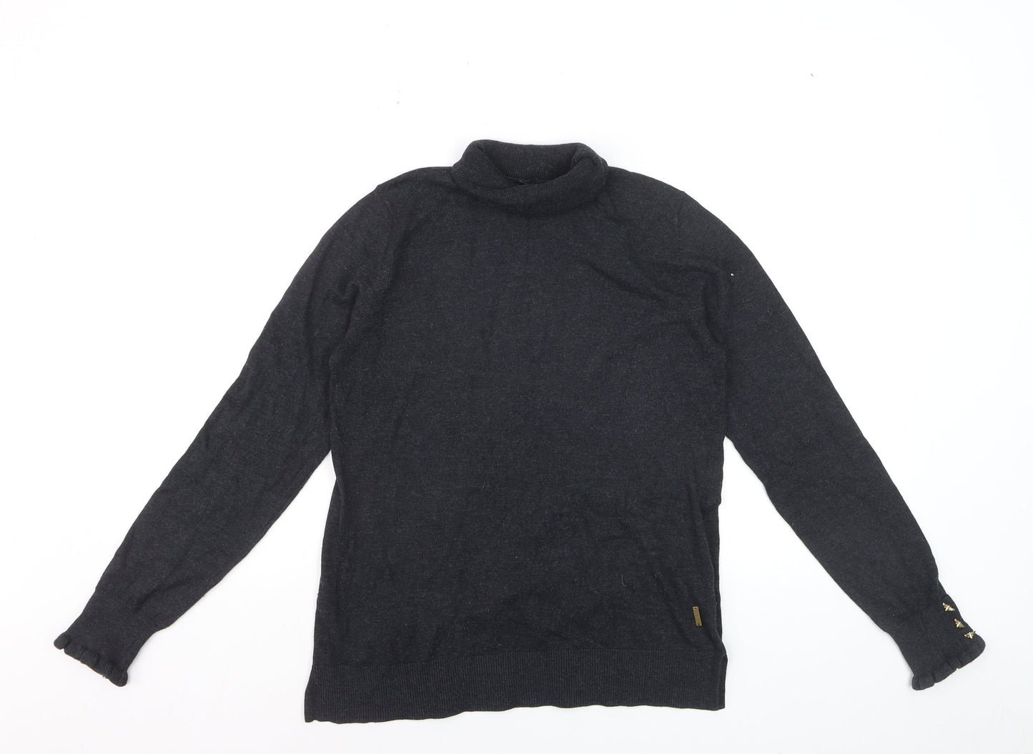 Joules Womens Black Roll Neck Long Sleeve Knit Jumper Size 10