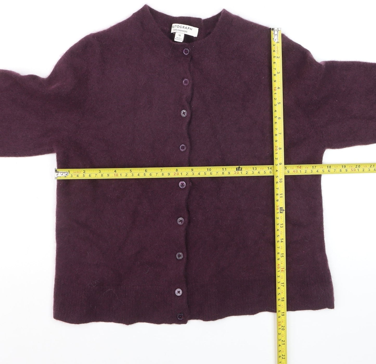 Marks and Spencer Autograph Women Purple Cashmere Cardigan Size 16