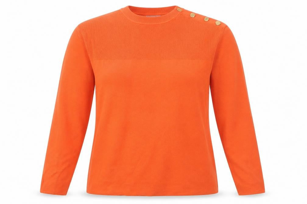 Marks & Spencer Women’s Orange Crew Neck Button Detail Jumper Size M