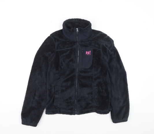 Abercrombie Girls Black XL Full Zip Fleece Hoodie Jacket
