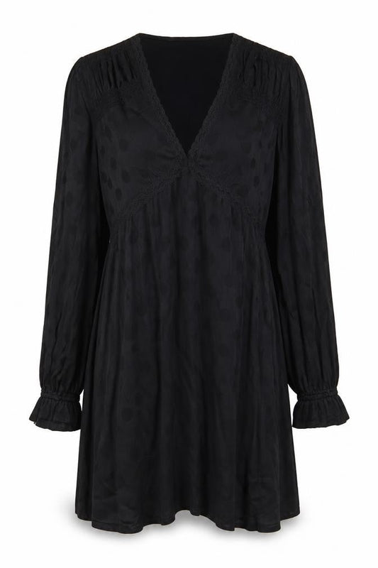 Nobody's Child Women's Black Polka Dot Wrap Mini Dress Size 10