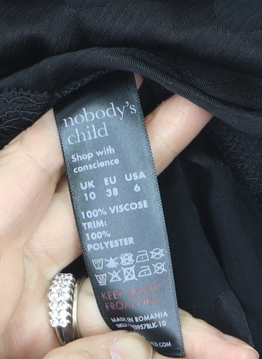 Nobody's Child Women's Black Polka Dot Wrap Mini Dress Size 10