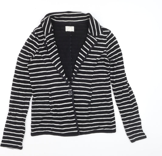 Caslon Women’s Black Striped Knit Blazer Size S Single-Breasted