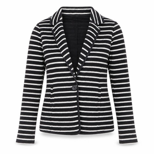 Caslon Women’s Black Striped Knit Blazer Size S Single-Breasted