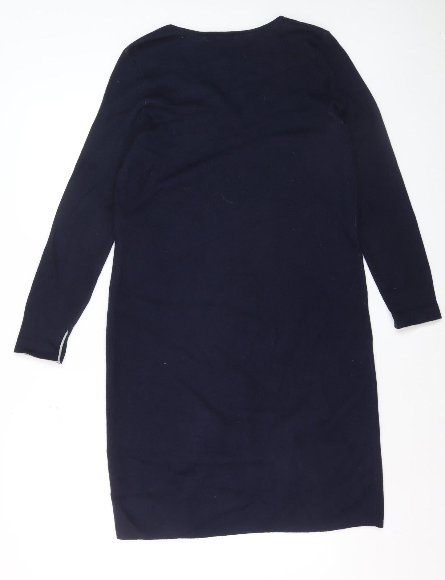 White Stuff Women's Blue V-Neck Knit Sweater Dress Size 14