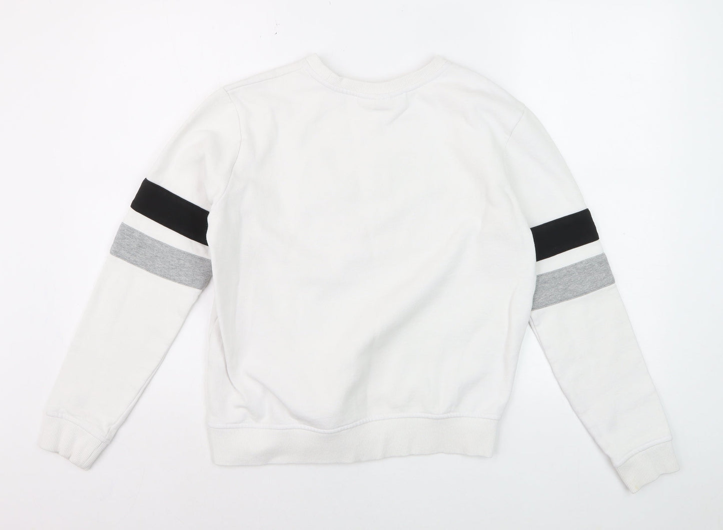 FILA Boys White Small Pullover Sweatshirt with Logo and Colourblock Sleeves