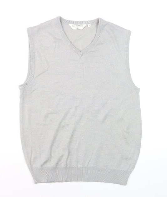 Bar Harbour Men’s Grey V-Neck Sleeveless Merino Wool Blend Vest M