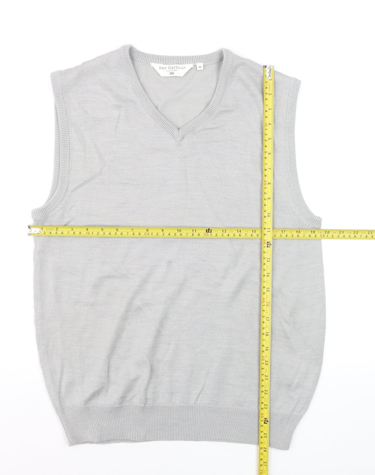 Bar Harbour Men’s Grey V-Neck Sleeveless Merino Wool Blend Vest M