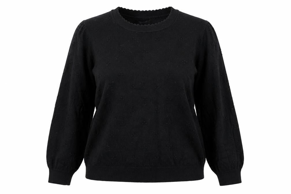 Fat Face Women Black Cotton Wool Long Sleeve Crew Neck Jumper Size 22