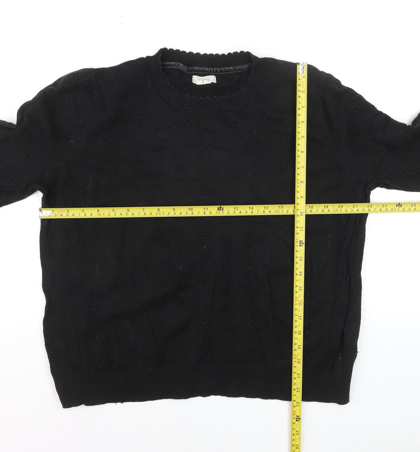 Fat Face Women Black Cotton Wool Long Sleeve Crew Neck Jumper Size 22