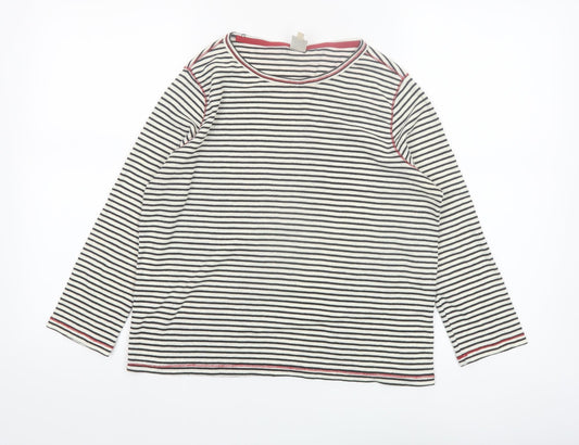 Seen Worn Kept Women's White Striped Long Sleeve Cotton T-Shirt UK 10