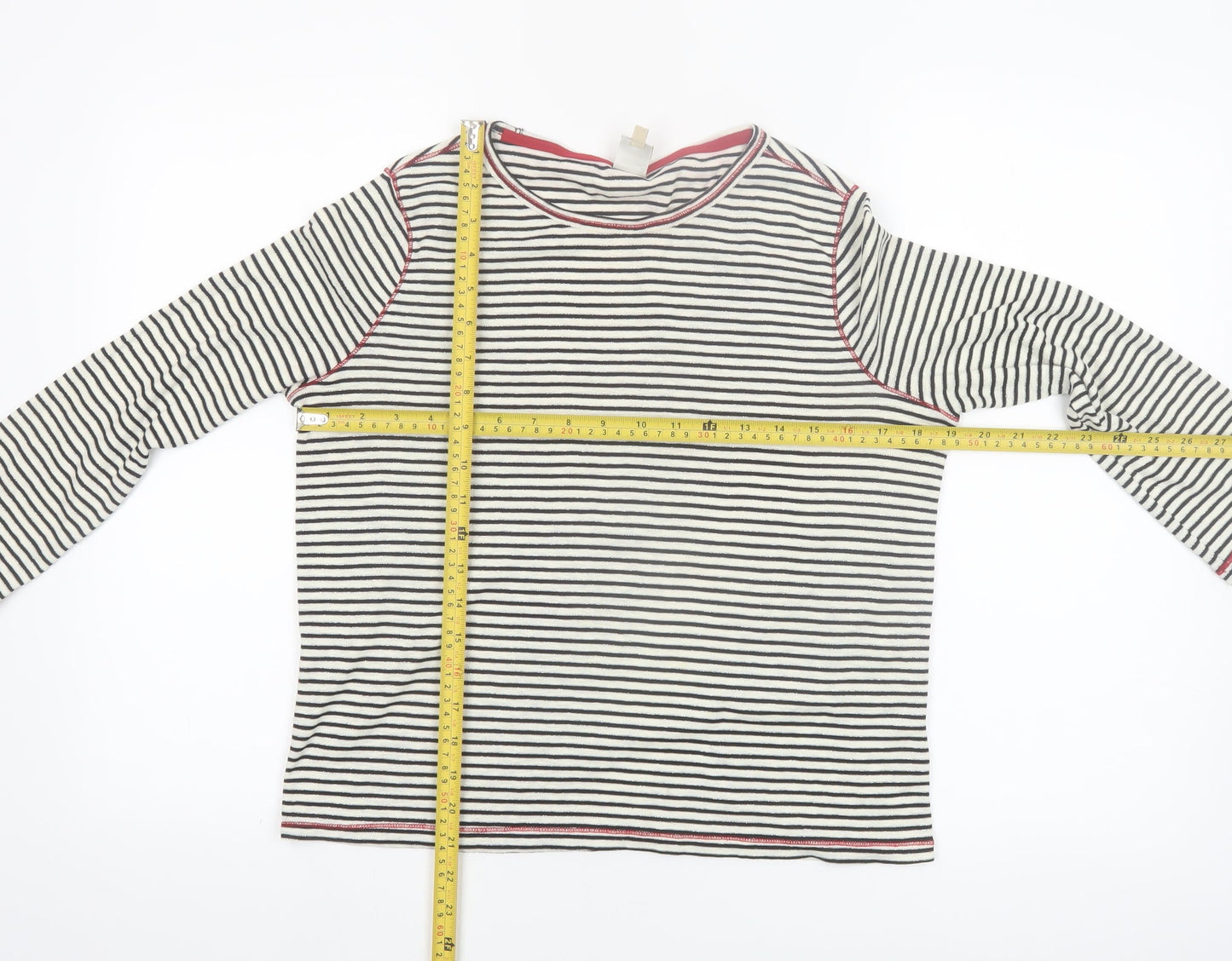 Seen Worn Kept Women's White Striped Long Sleeve Cotton T-Shirt UK 10
