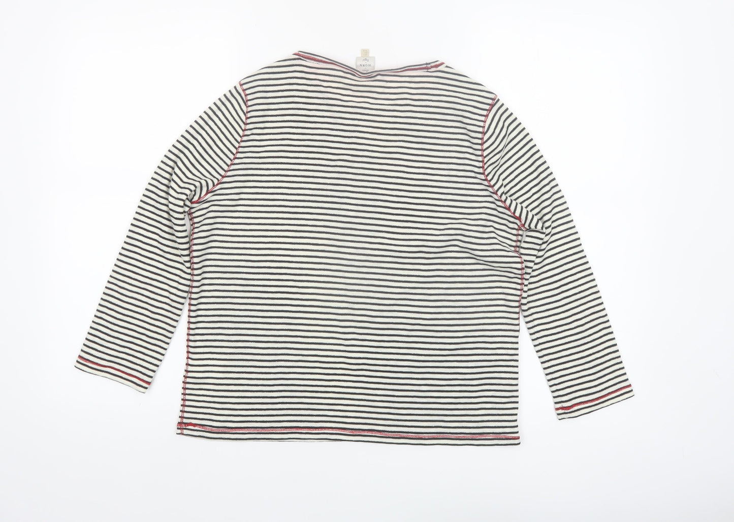 Seen Worn Kept Women's White Striped Long Sleeve Cotton T-Shirt UK 10