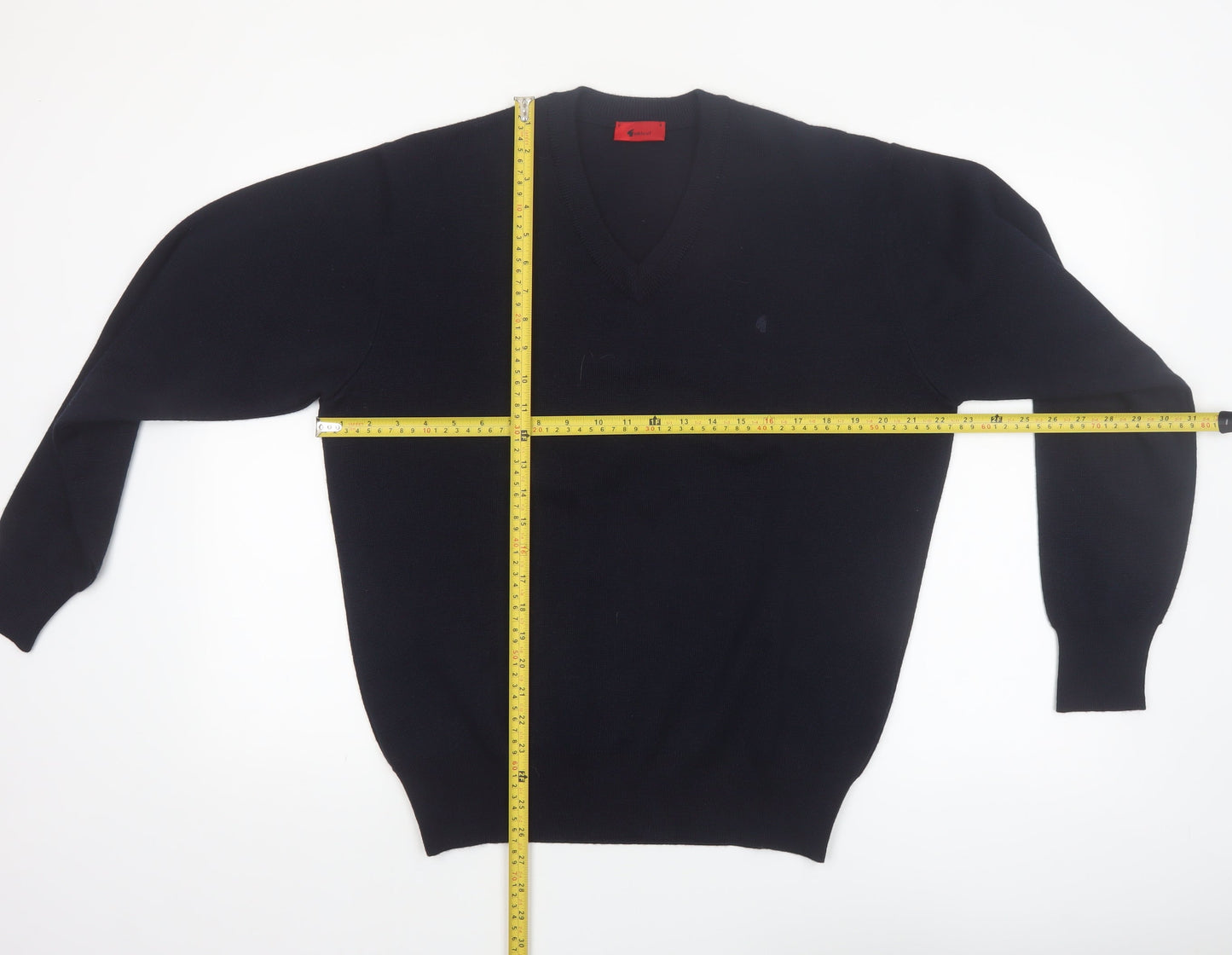 Gabicci Men's Black Wool Blend V-Neck Pullover Jumper L
