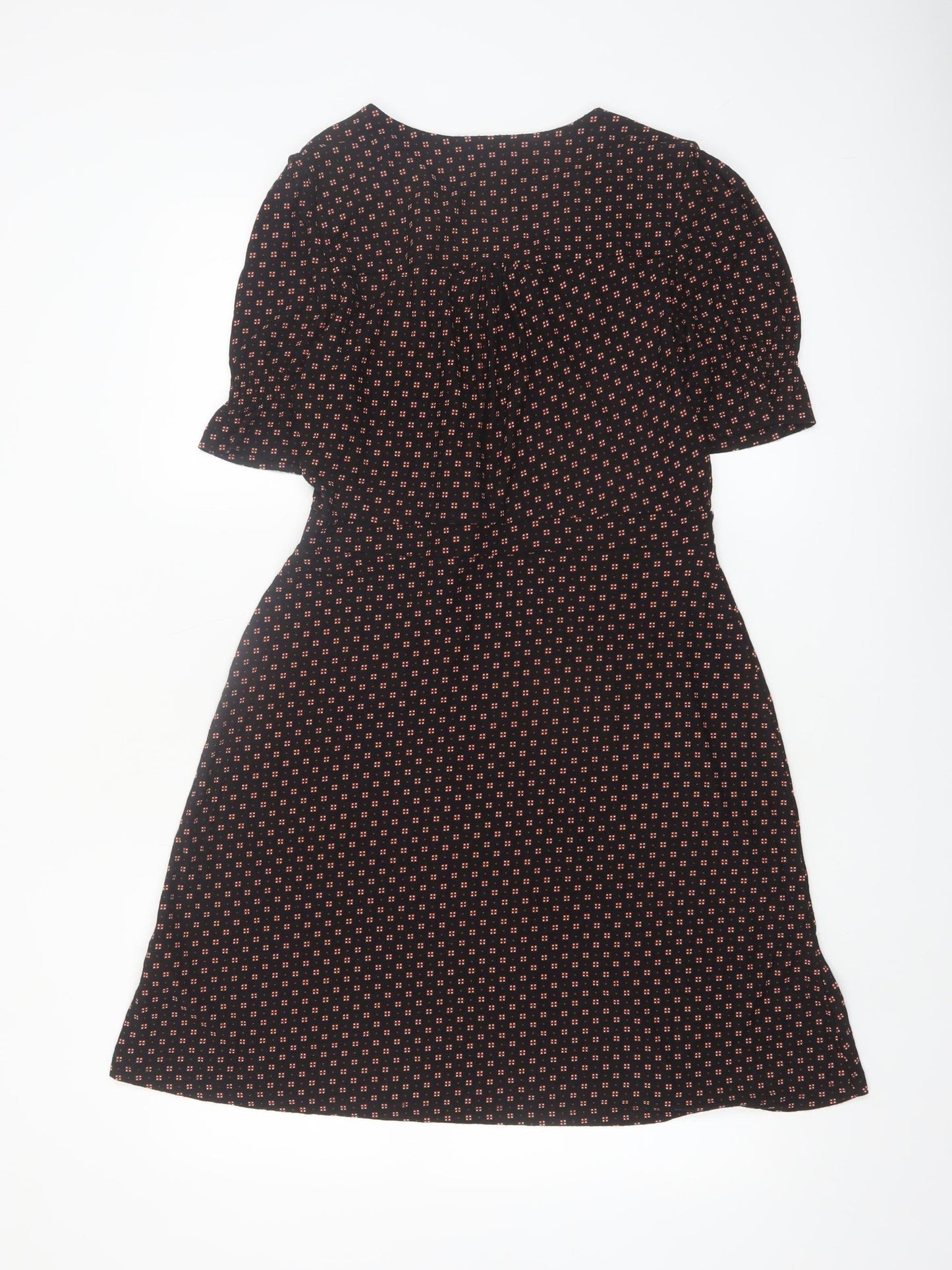 Next Women Black Geometric A-Line Knee Length Dress Size 12