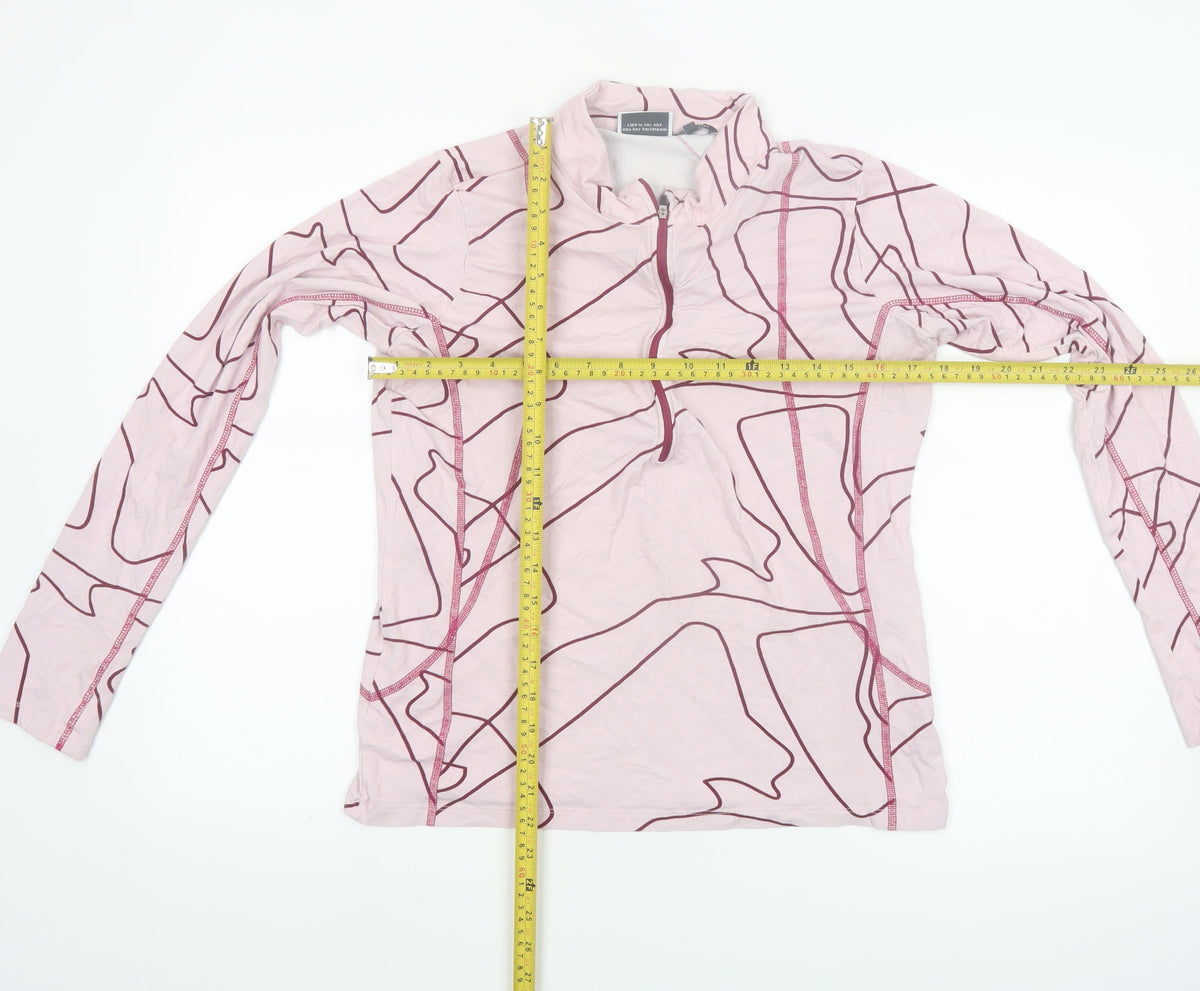 BAM Women Pink Long Sleeve 1/4 Zip Active Jersey Top Size 16