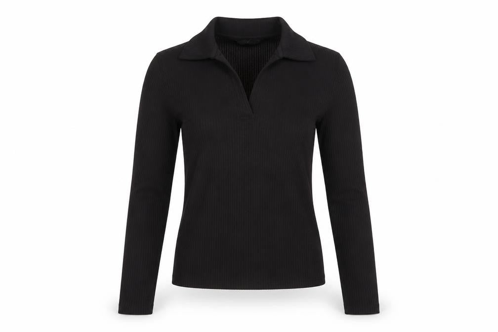 New Look Women's Black Collared Long Sleeve Knit Top Size 12