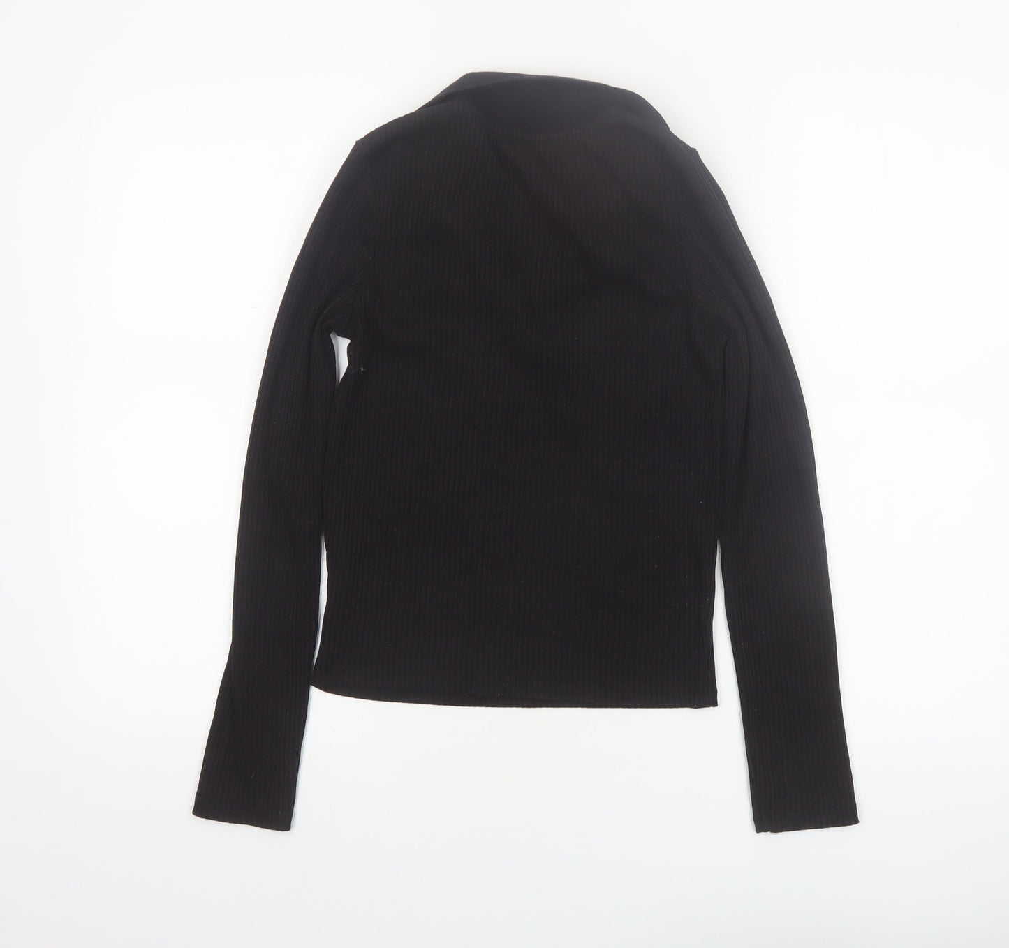 New Look Women's Black Collared Long Sleeve Knit Top Size 12