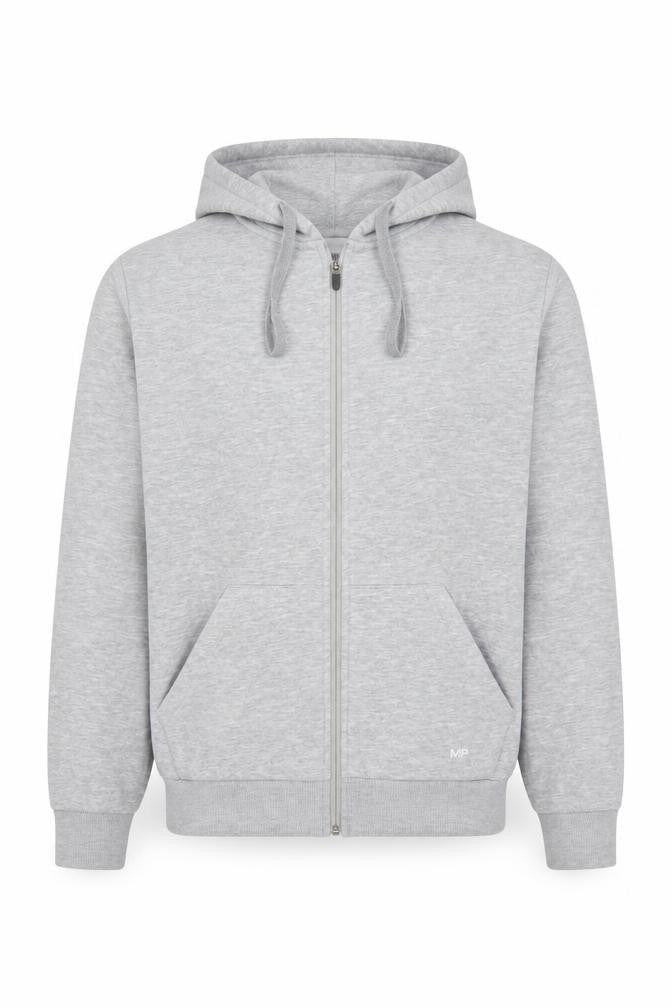 Myprotein Men's Grey Full Zip Fleece Hoodie Size M Regular Fit
