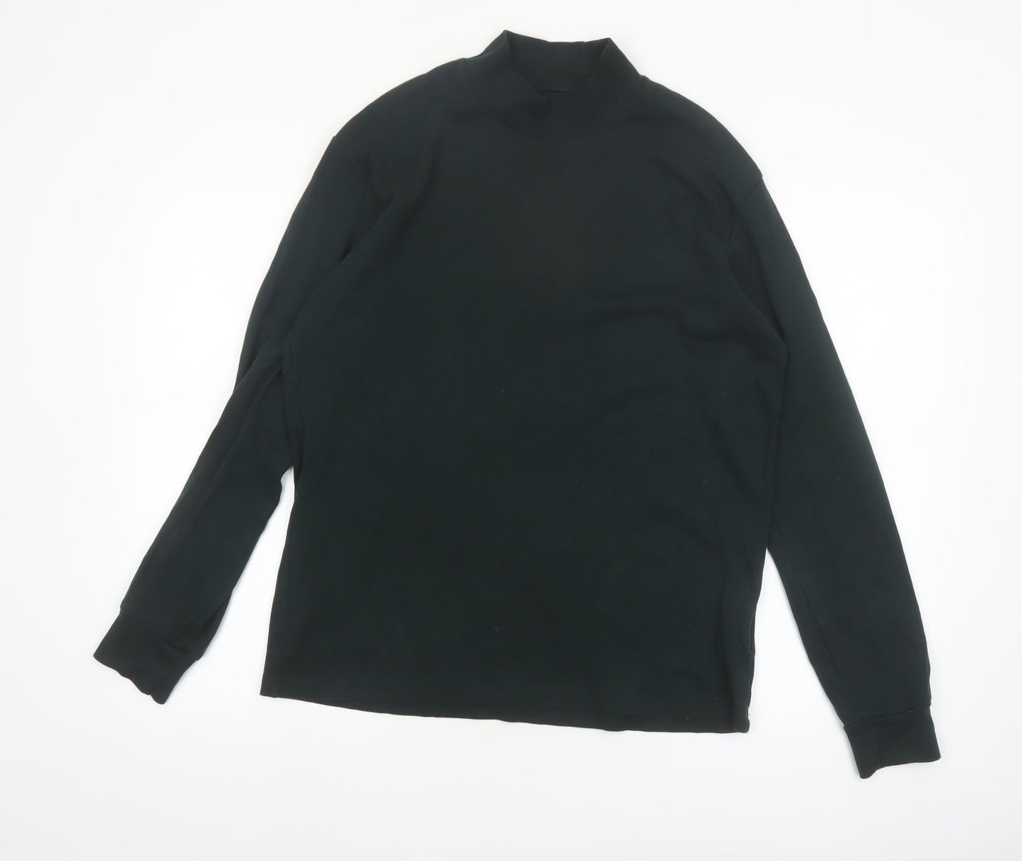 Uniqlo Men Black M Mock Neck Long Sleeve Cotton Top