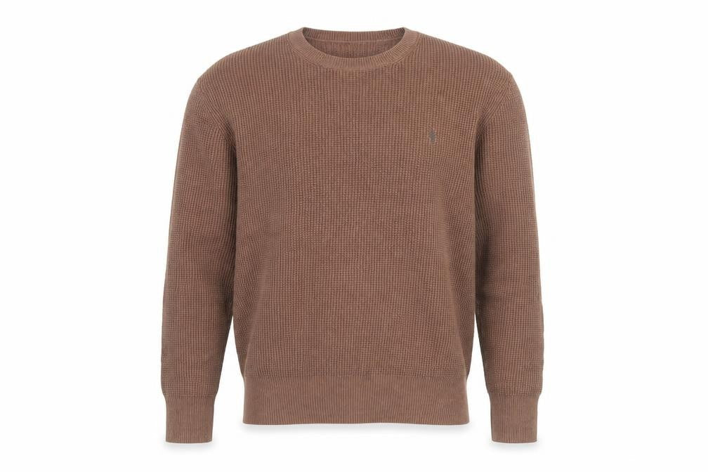 AllSaints Men's Brown Cotton Waffle Knit Jumper Medium