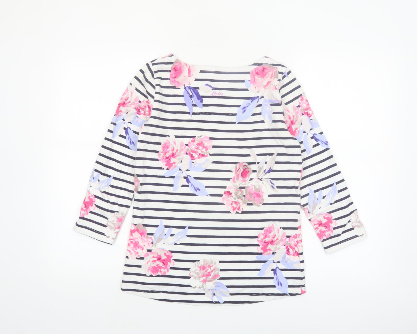 Joules Women’s Multicoloured Floral Stripe 3/4 Sleeve Cotton Tunic Top Size 8