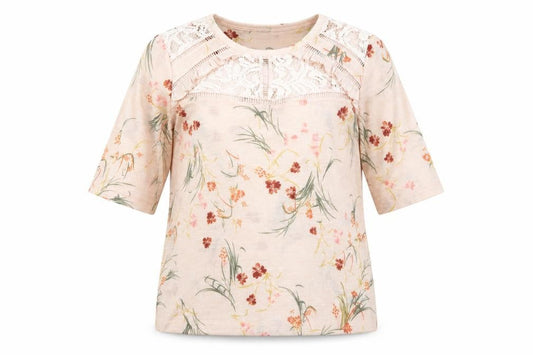 Marks & Spencer Women’s Pink Floral Lace T-Shirt Size 8
