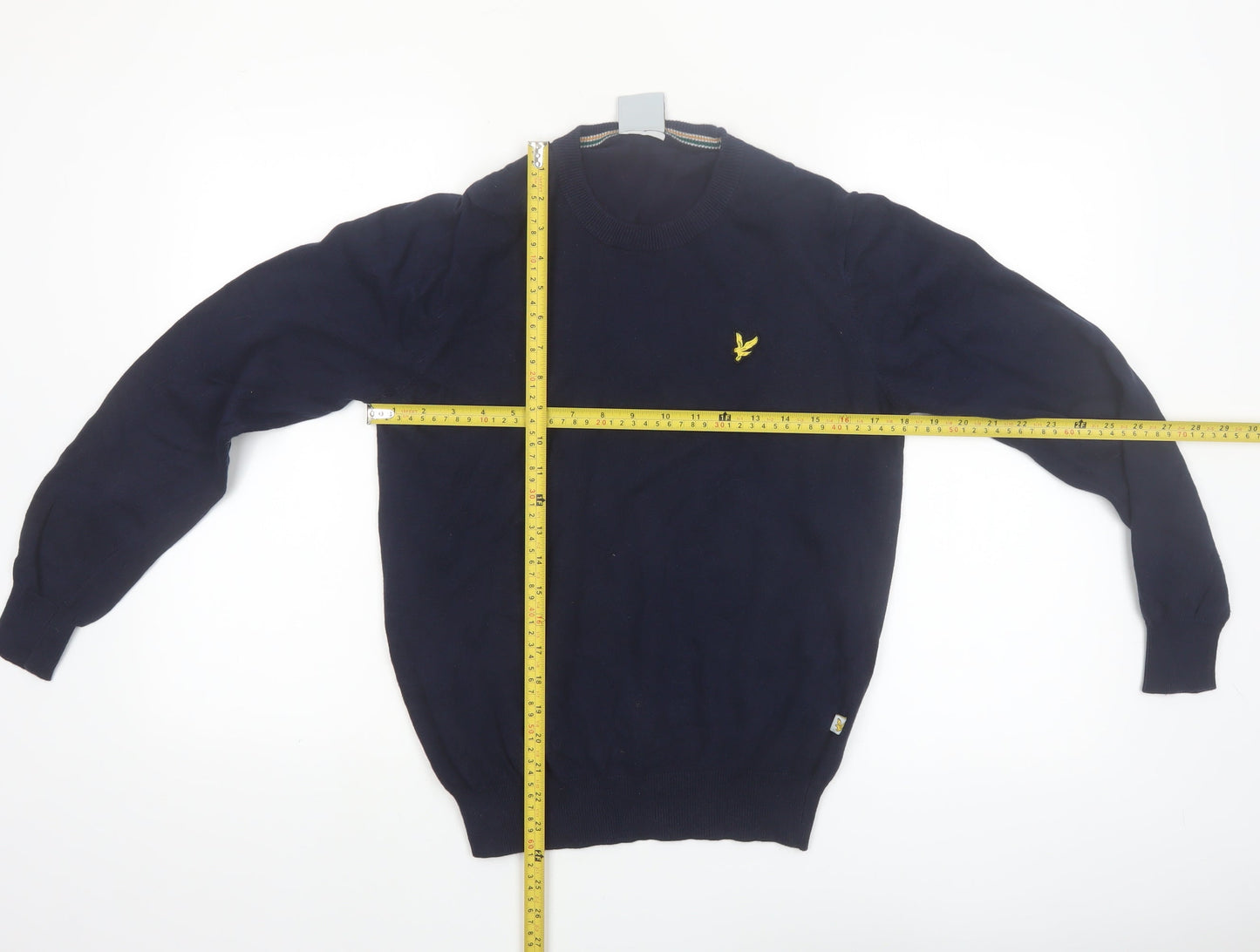 Lyle & Scott Men's Blue Cotton Crew Neck Golf Jumper Small