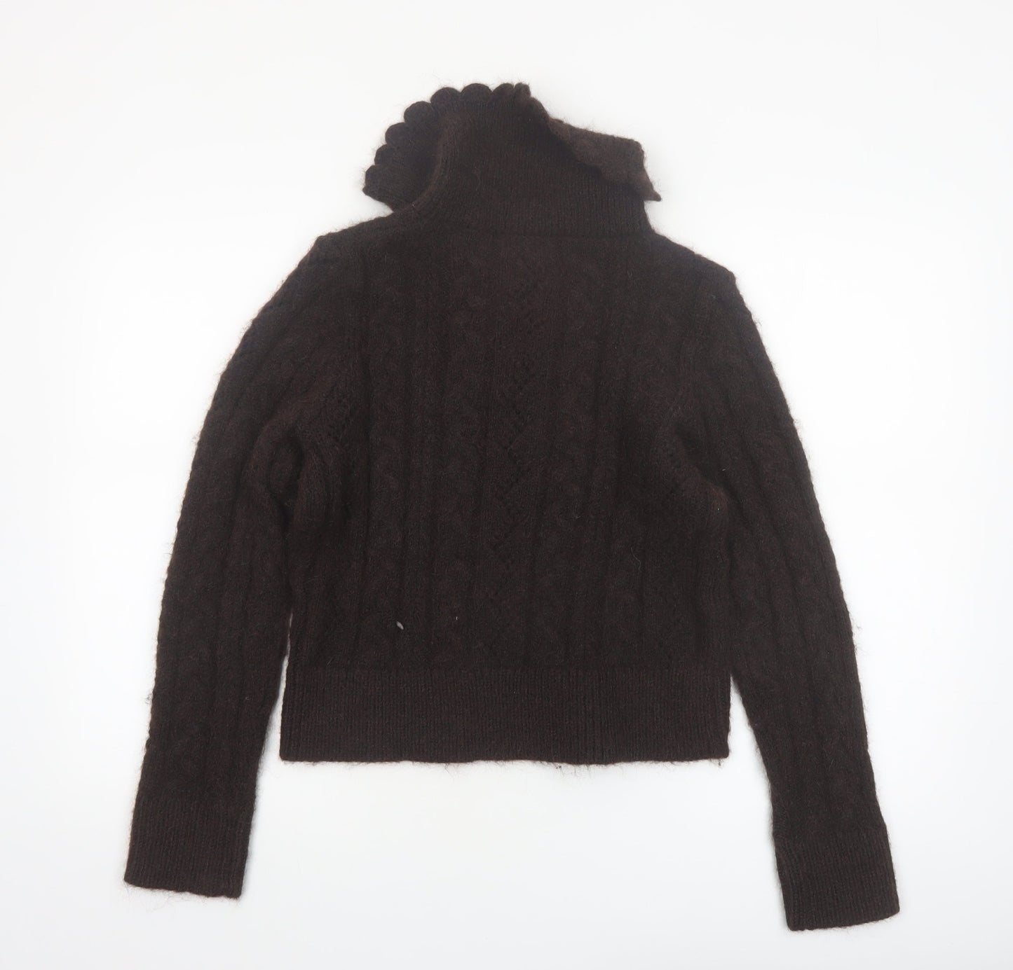 Next Women Brown Collared Cable-Knit Jumper Size S