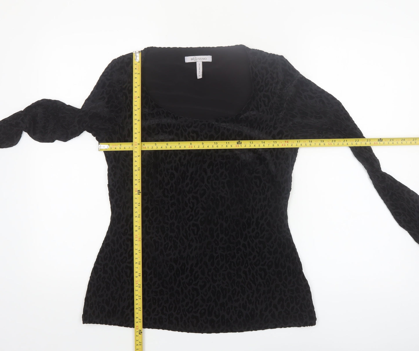 Bravissimo Women’s Black Animal Velvet Long Sleeve Tunic Top Size 12