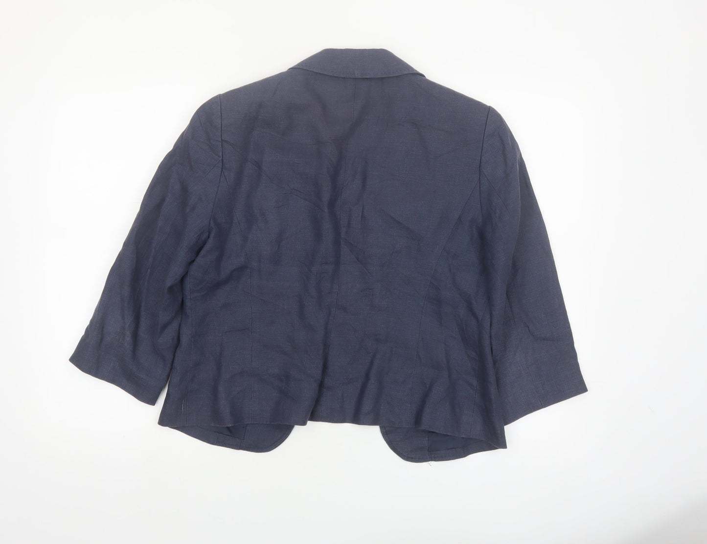 Fenn Wright Manson Women Blue Linen Blend Single-Breasted Blazer Size 14