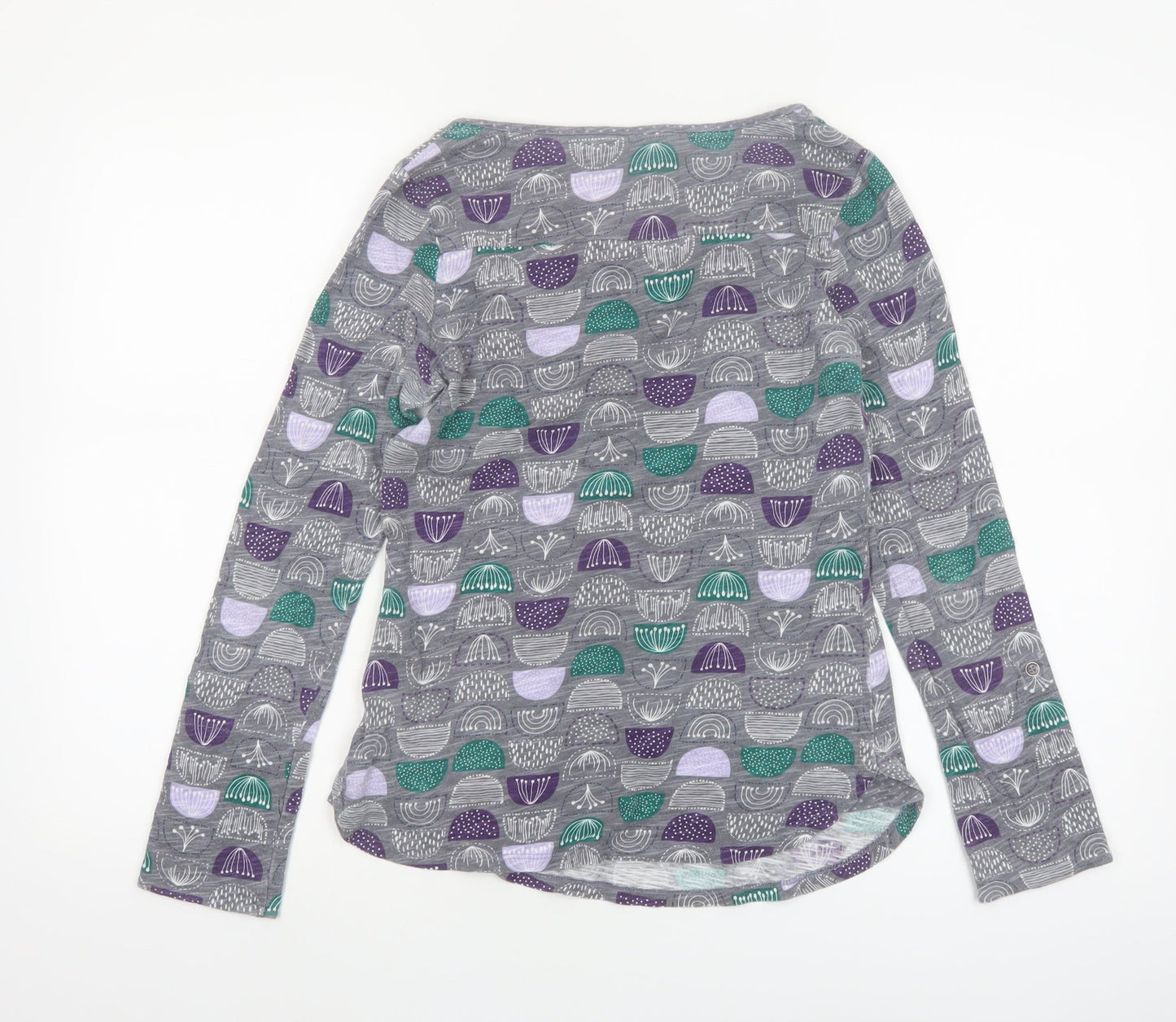 Mantaray Womens Grey Geometric Cotton Long Sleeve T-Shirt Size 8