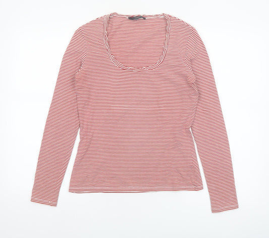 MaxMara Weekend Women's Red Striped Long Sleeve Scoop Neck Top M