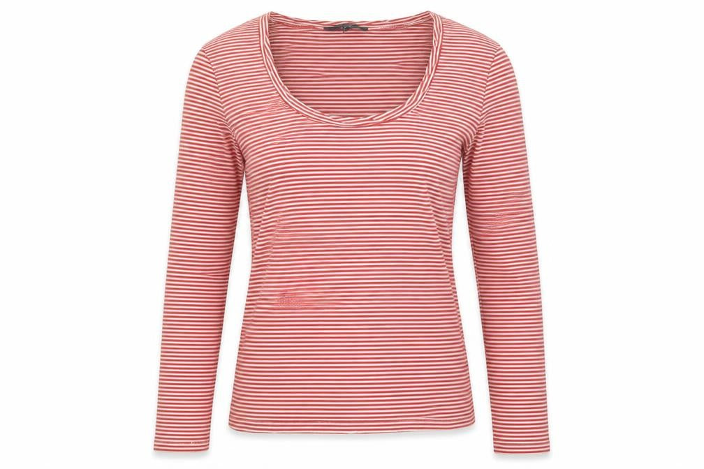 MaxMara Weekend Women's Red Striped Long Sleeve Scoop Neck Top M