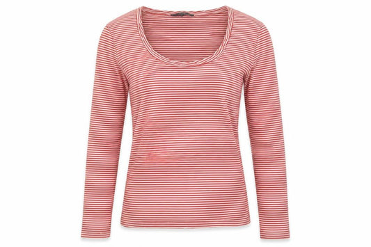 MaxMara Weekend Women's Red Striped Long Sleeve Scoop Neck Top M