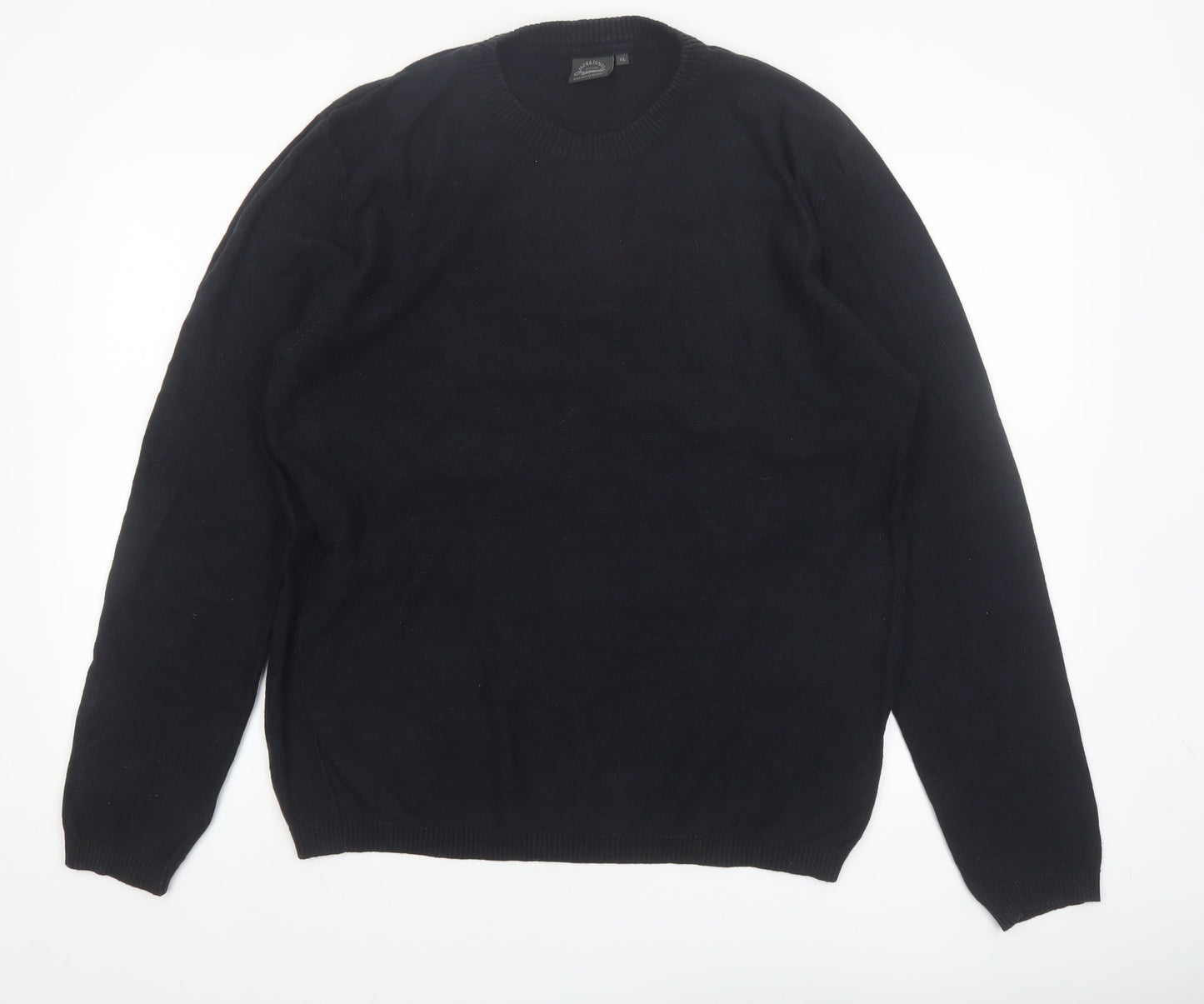 Jack & Jones Men's Black XL Cotton Crew Neck Jumper